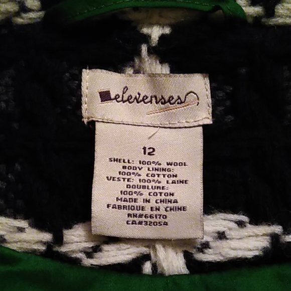 Elevenses Anthropologie Black and White Plaid Coat - Picture 4 of 4